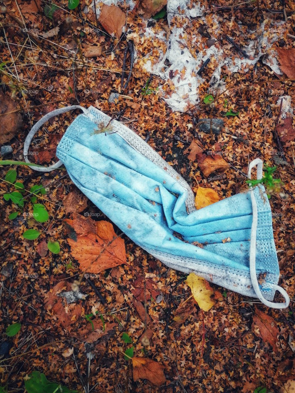 Used mask left on the ground.