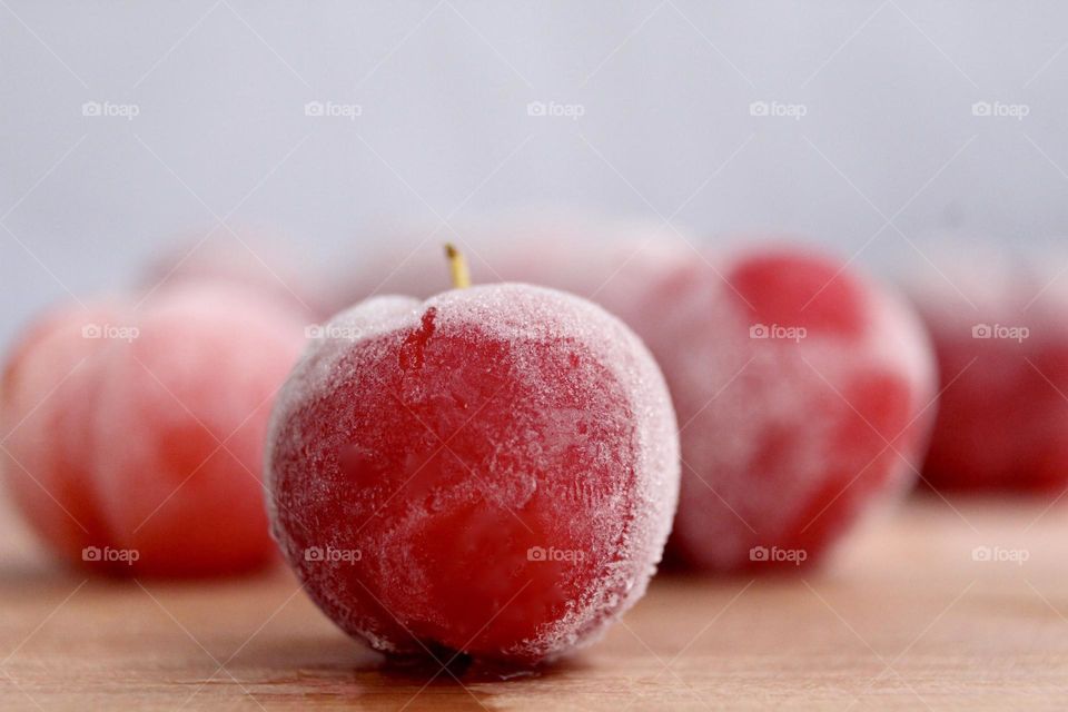 Close-up of a frozen fruits