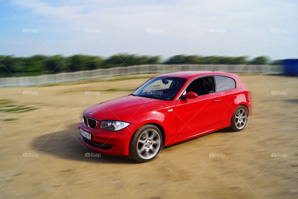 car red speed bmw by leonid
