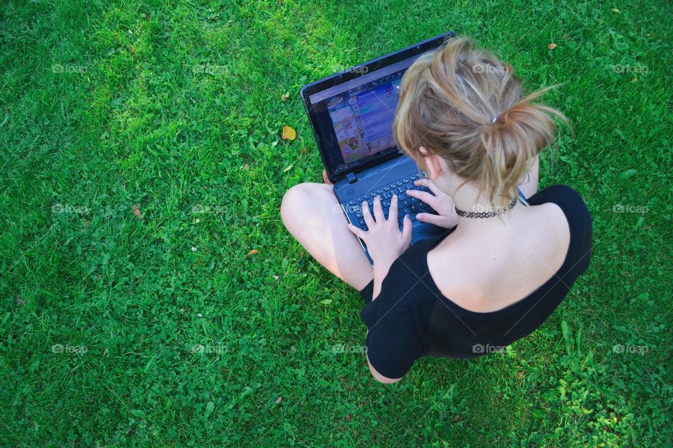 Grass, Woman, Girl, Lawn, Relaxation