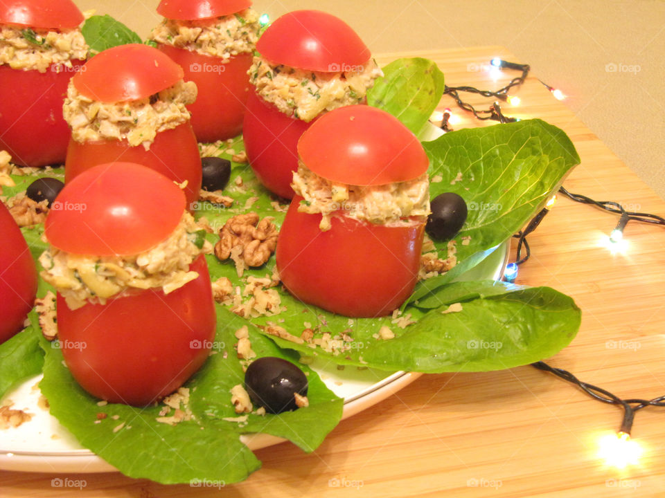 Salad in tomatoes cup