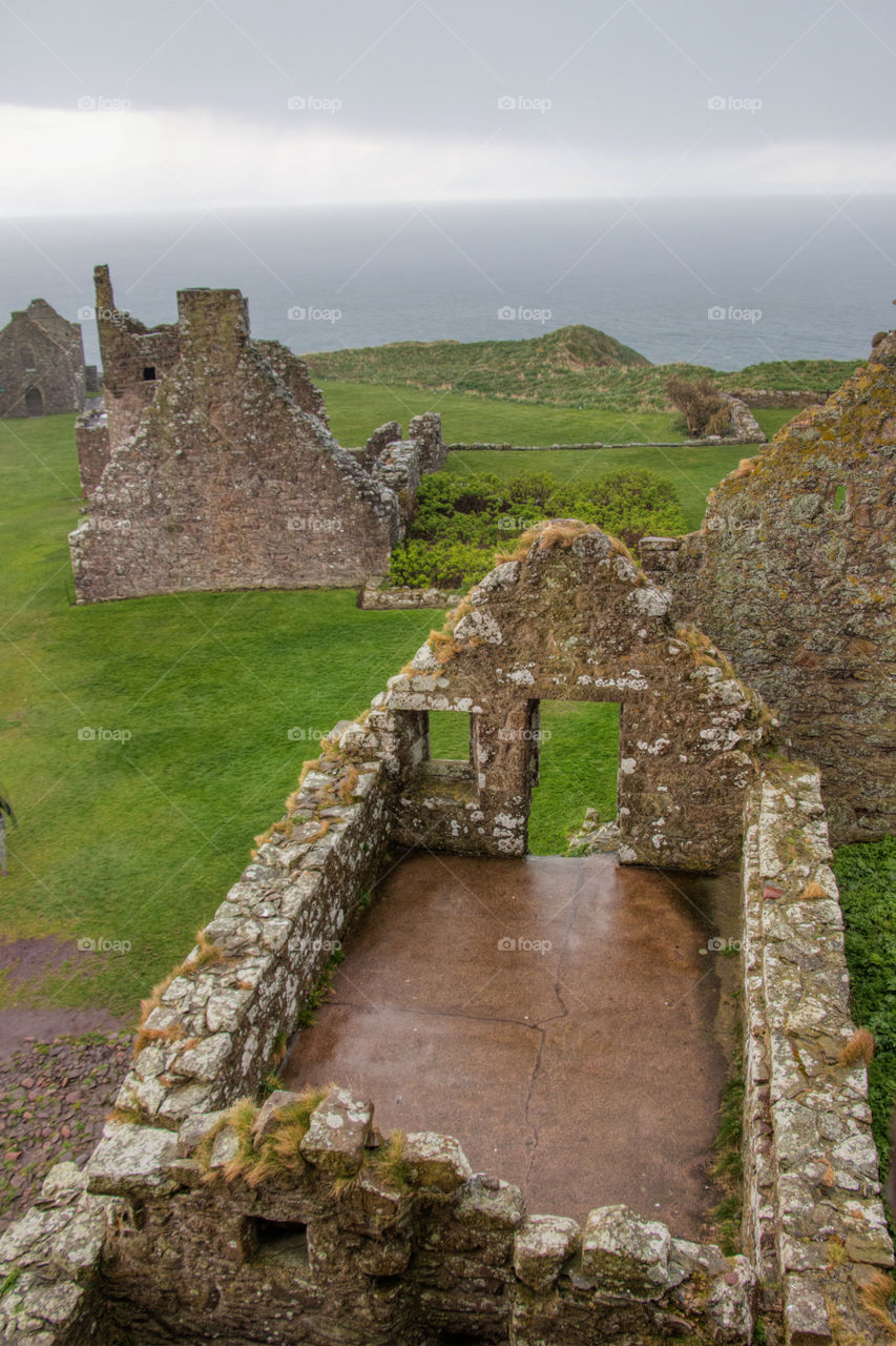 Castle ruins in the rain