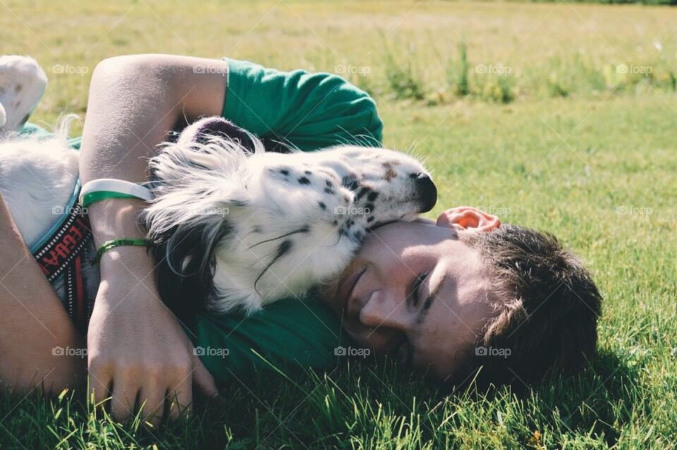 They have a special relationship. My brother and the dog with name Berten. Love. 