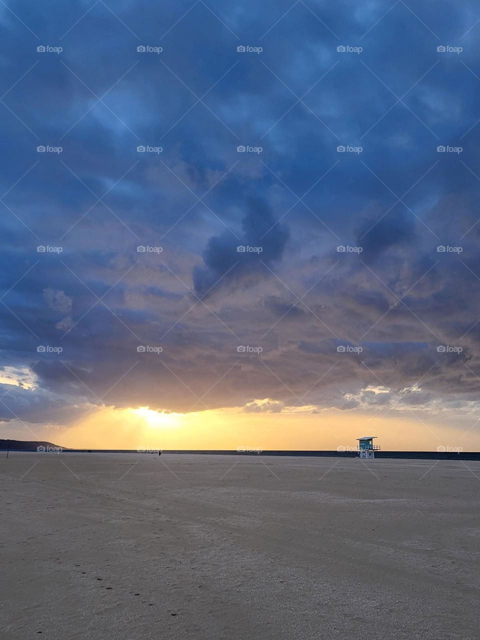 beach of Deauville at sunset