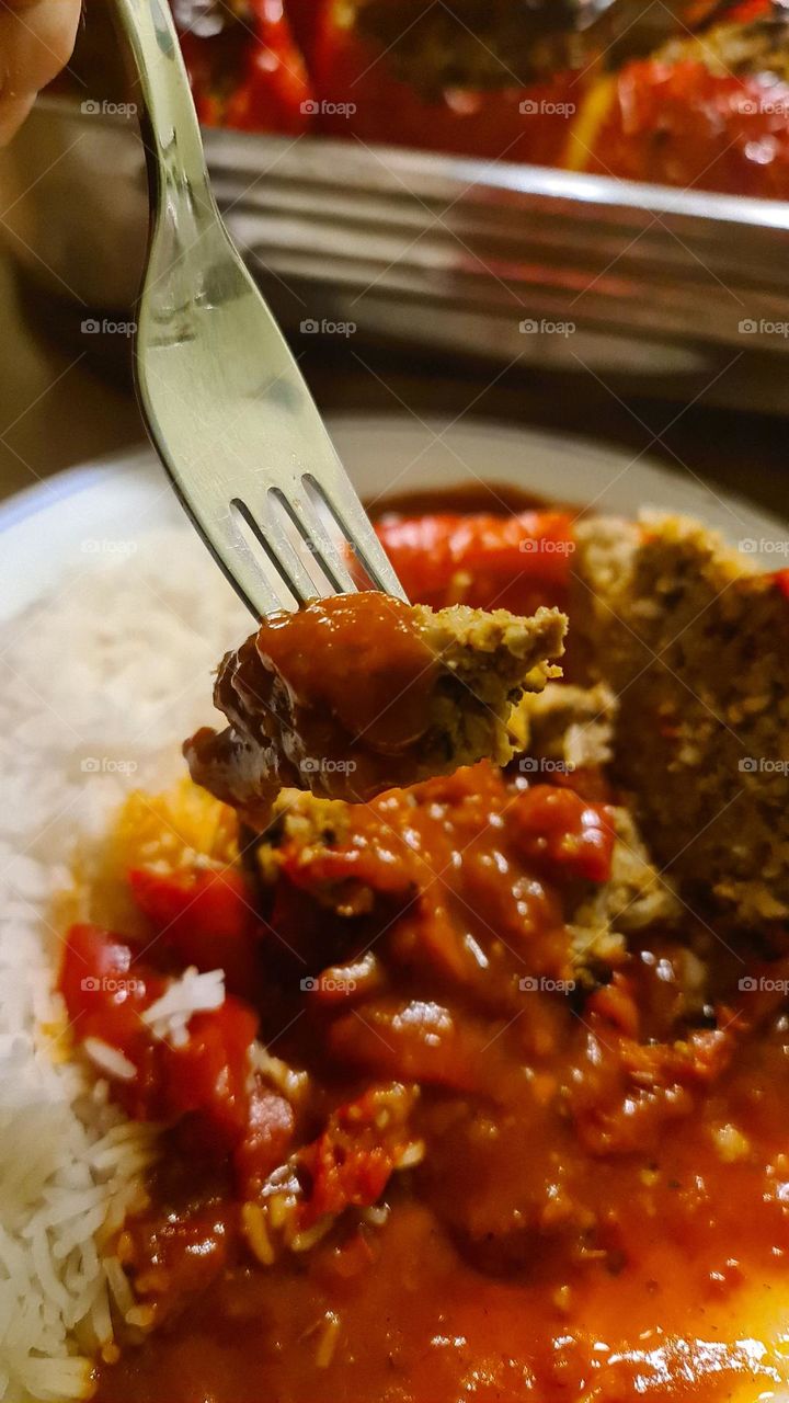 Paprika  Mittag Lunch  Essen lecker Gabel Fork