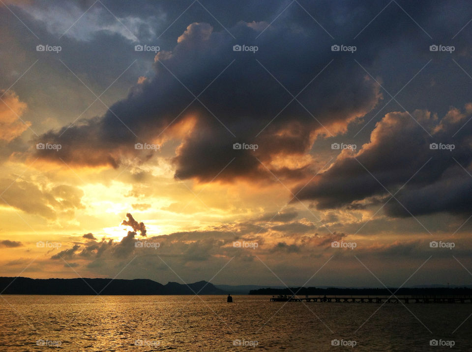 sunset ny river hudson by delvec