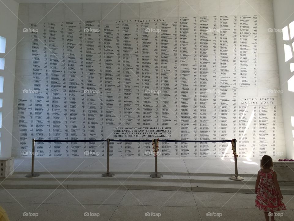 USS Arizona Memorial Wall of Names