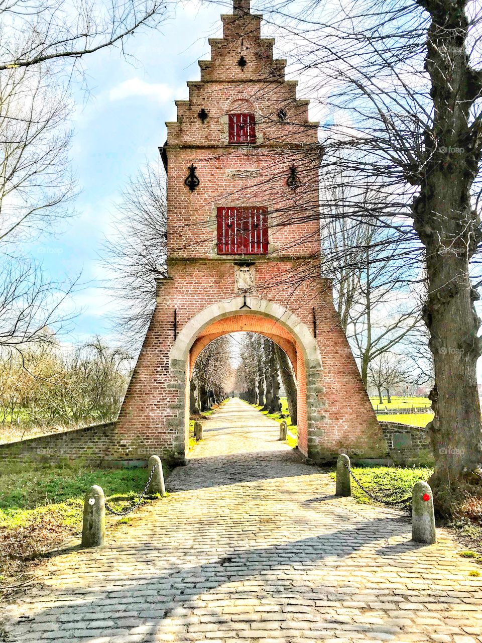 Entry to the Castle of Hooidonk near Ghent, Belgium