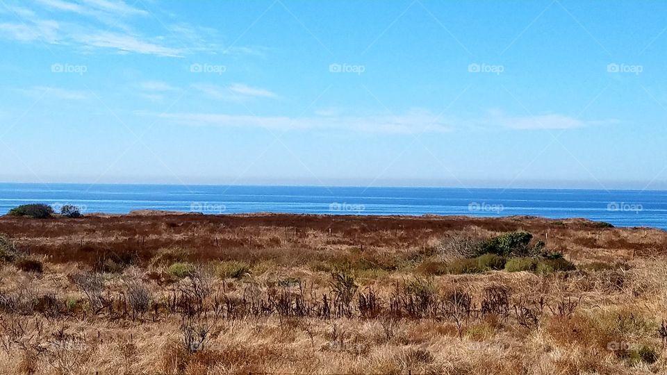 the ocean from the rest area at Camp Pendleton on Interstate 5