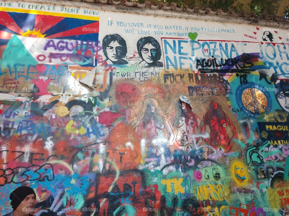 John Lennon freedom wall, Prague, Czechoslovakia