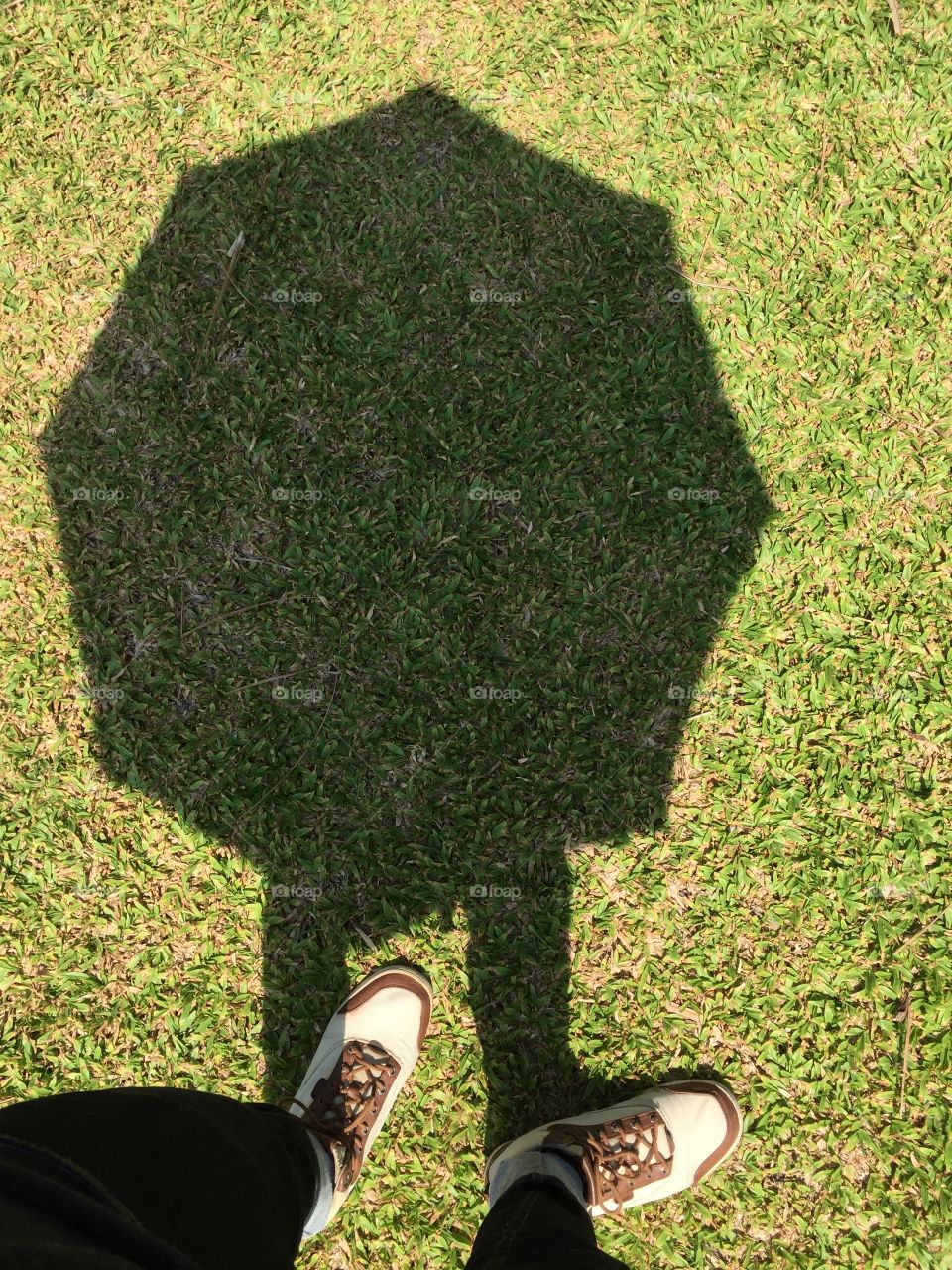 Standing on the grass with my shadow 