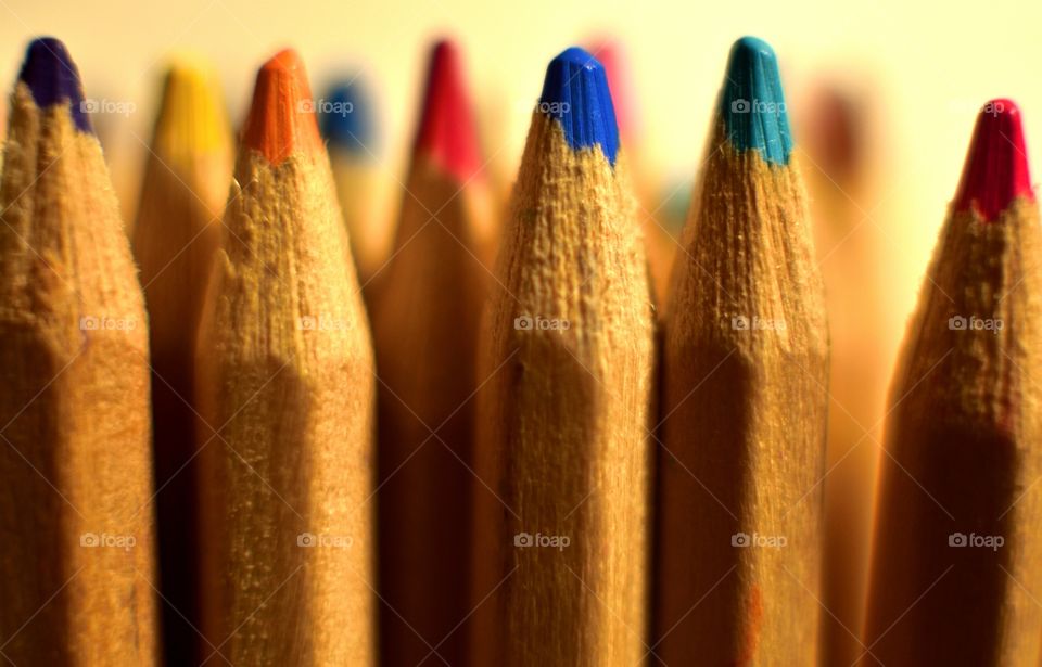 Close-up photo of colored pencils