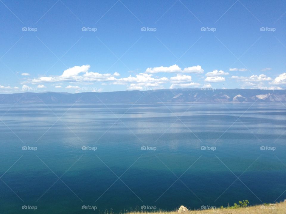 Peaceful baikal with clouds 