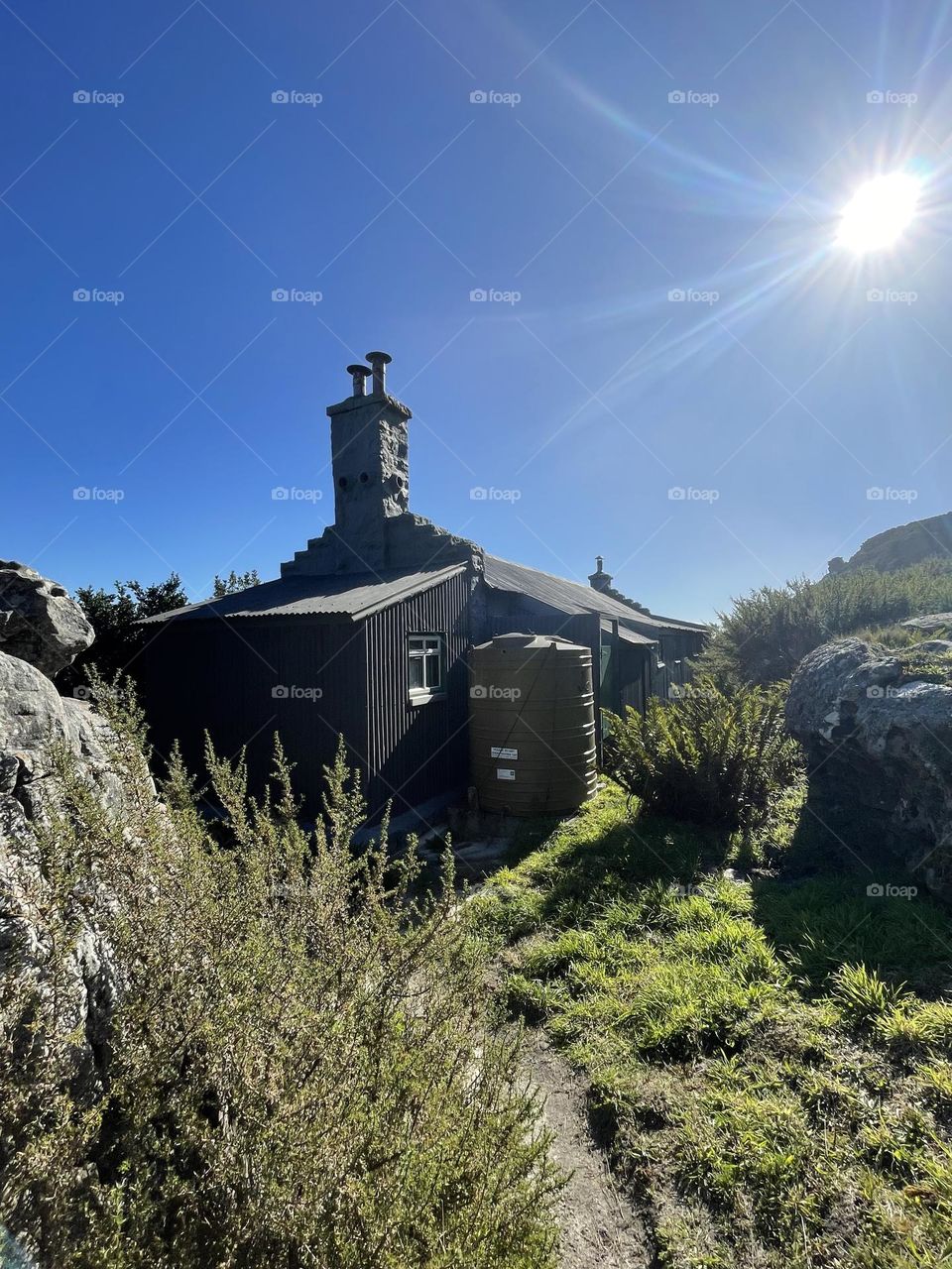 Little house on mountain. 
