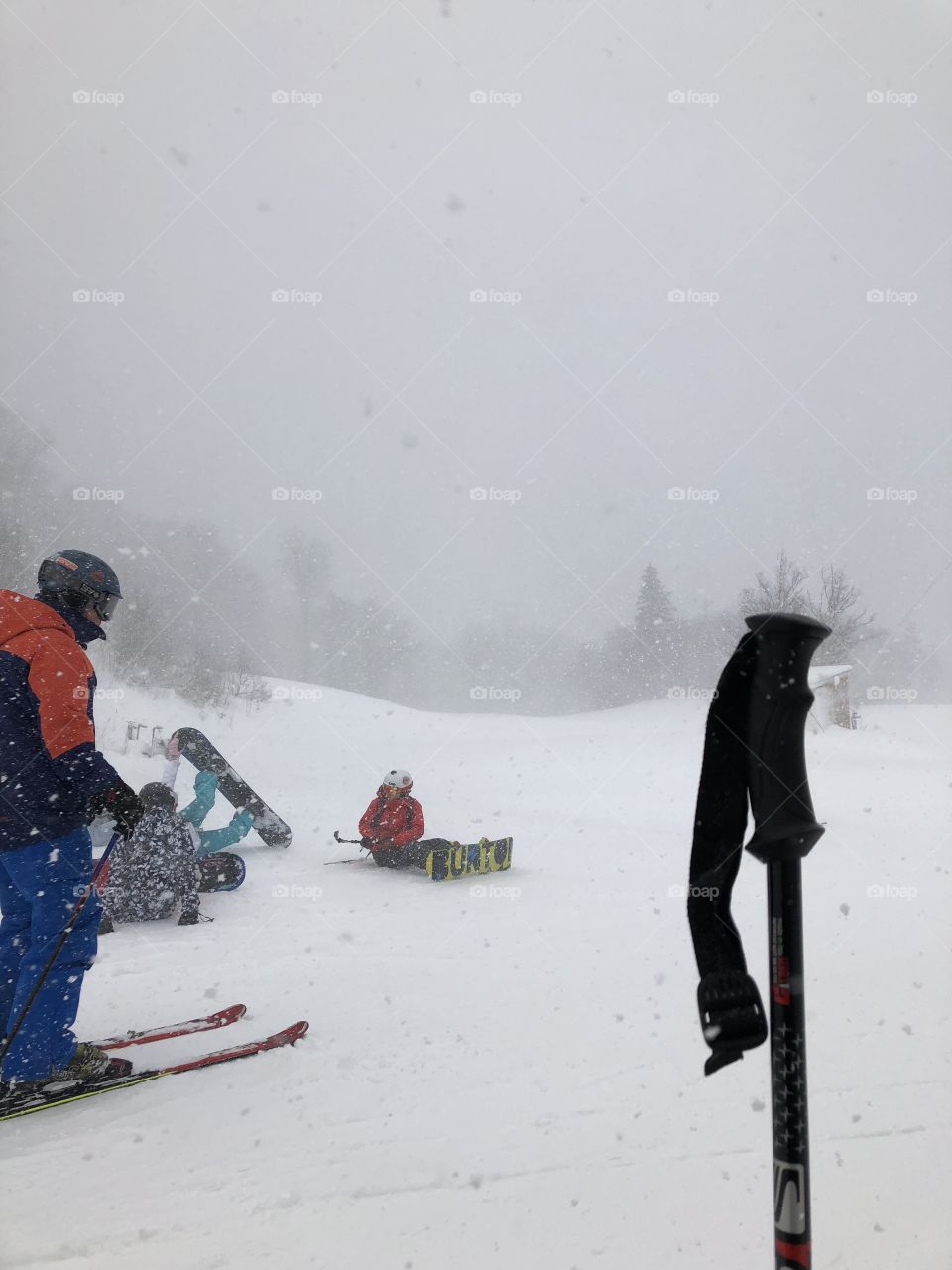 Skiing in a storm 