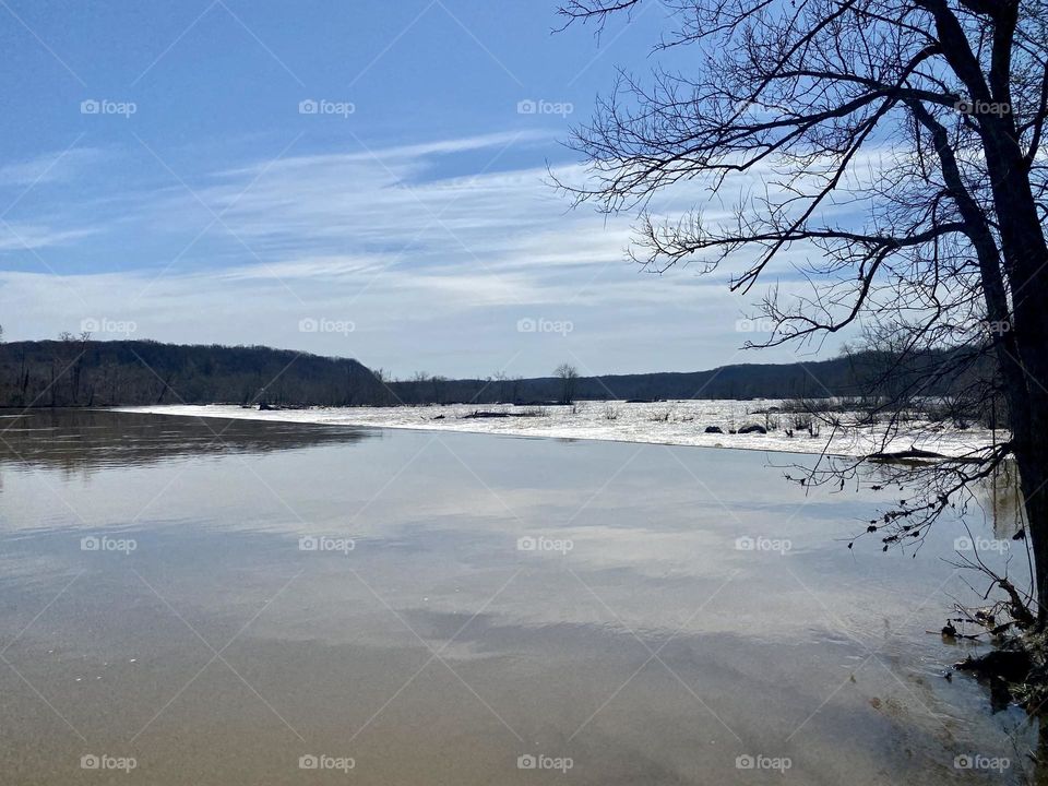 The Potomac River just upstream from a dam
