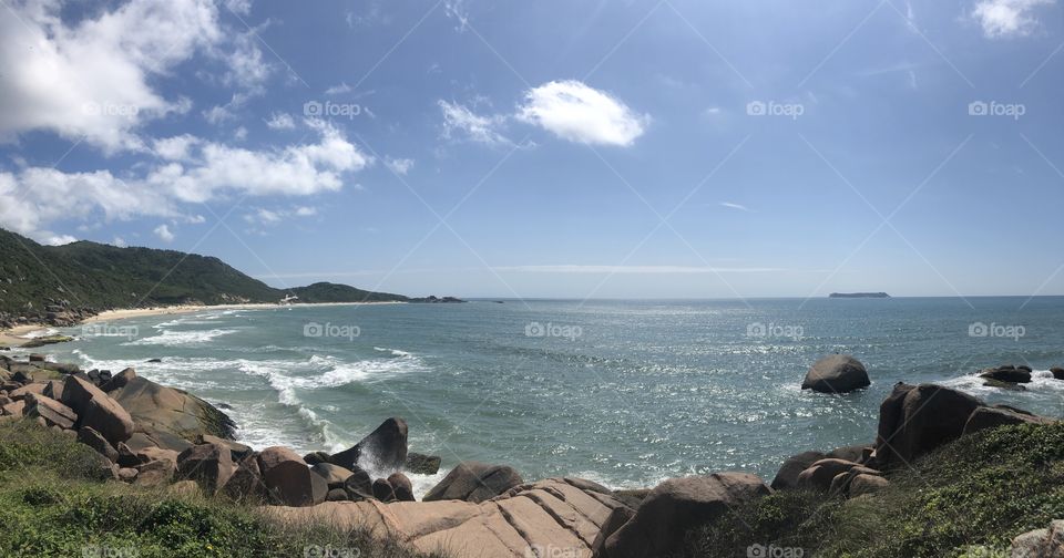 Panorama of a Brazilian beach on summer