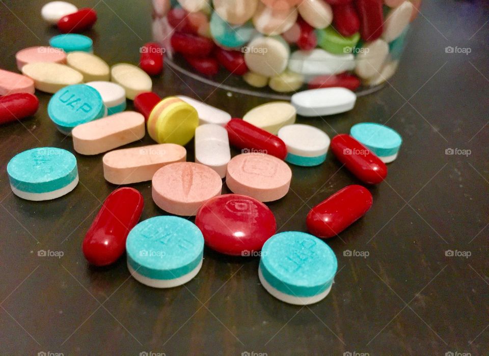 Closeup colorful pill