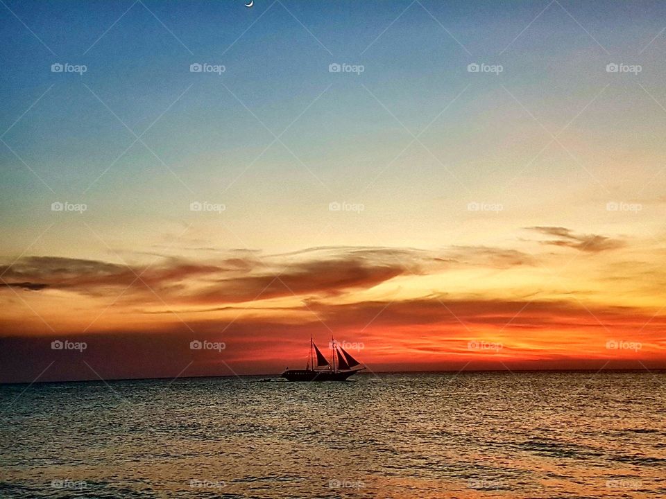 sunset at Aruba Dutch Caraïben
