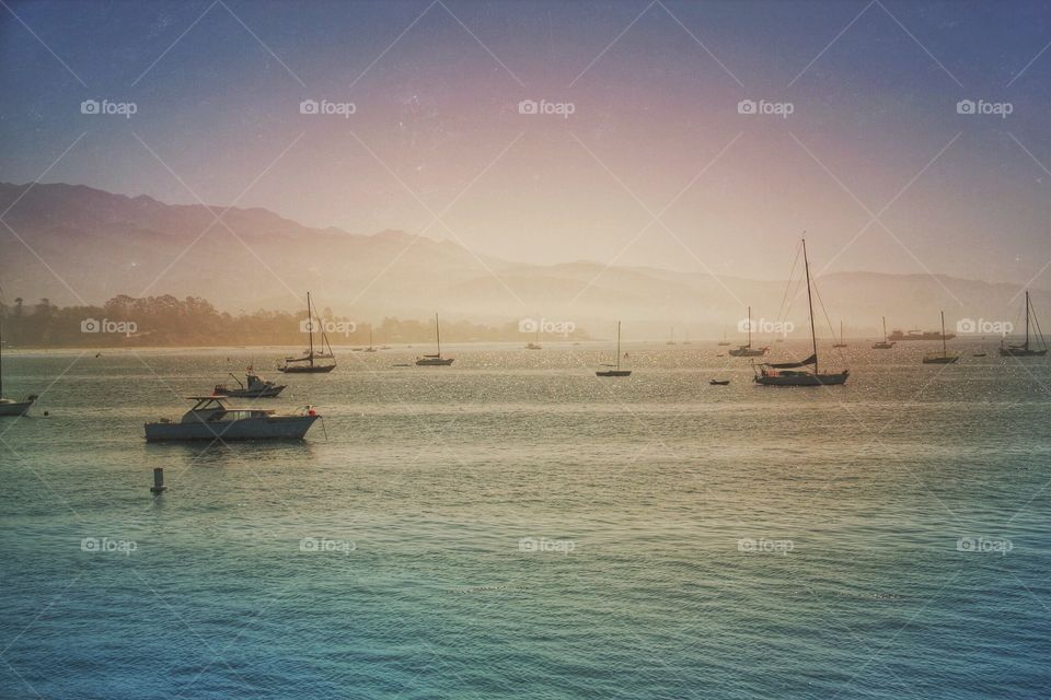 Morning at sea. A beautiful hazy morning in Santa Barbara 