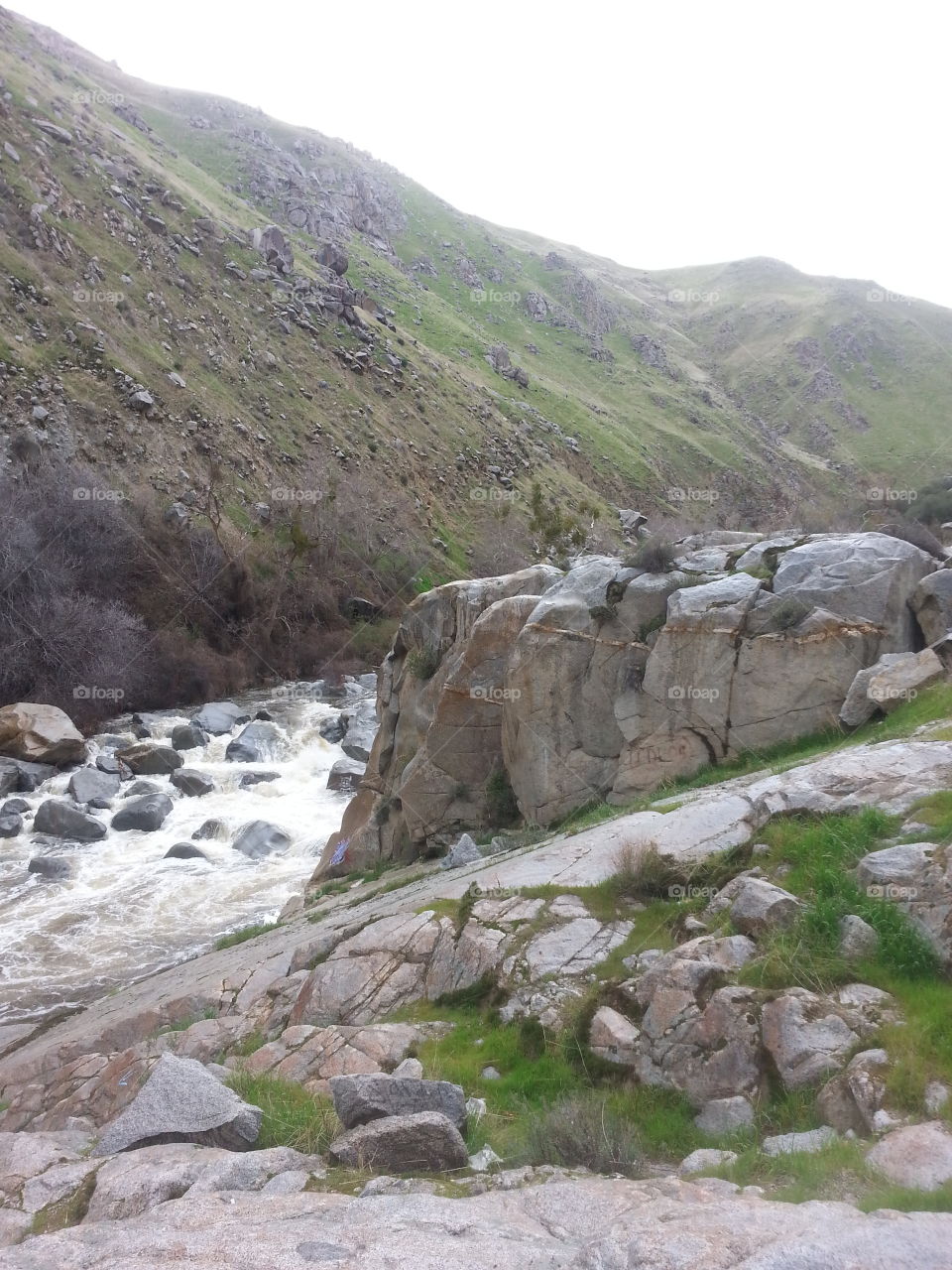 raging river and rocks