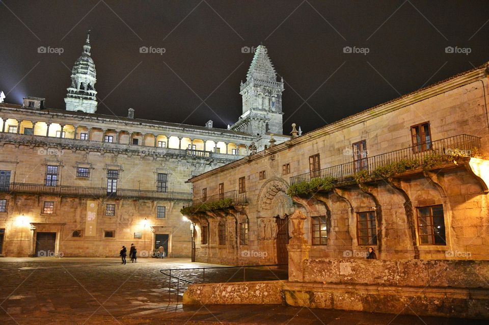 Obradoiro Square. Night view of Obradoiro Square, Santiago de Compostela