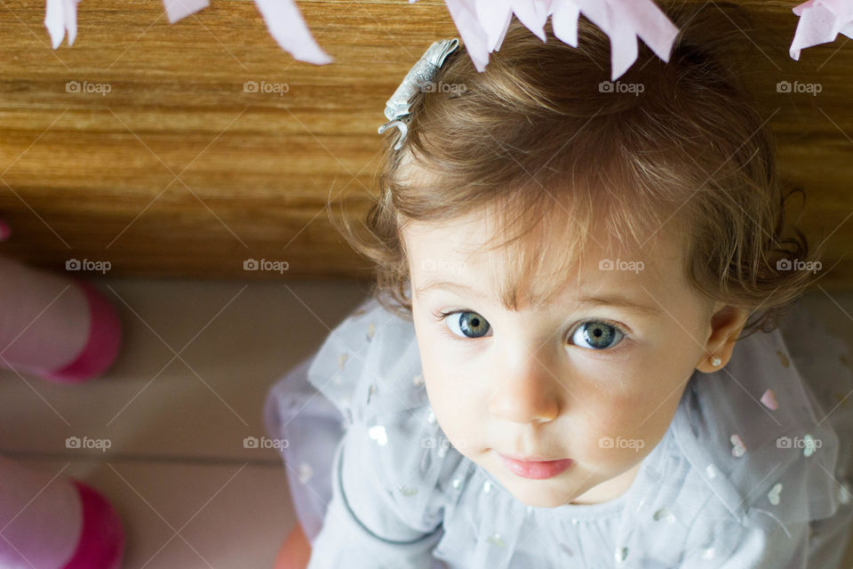 High angle view of cute girl