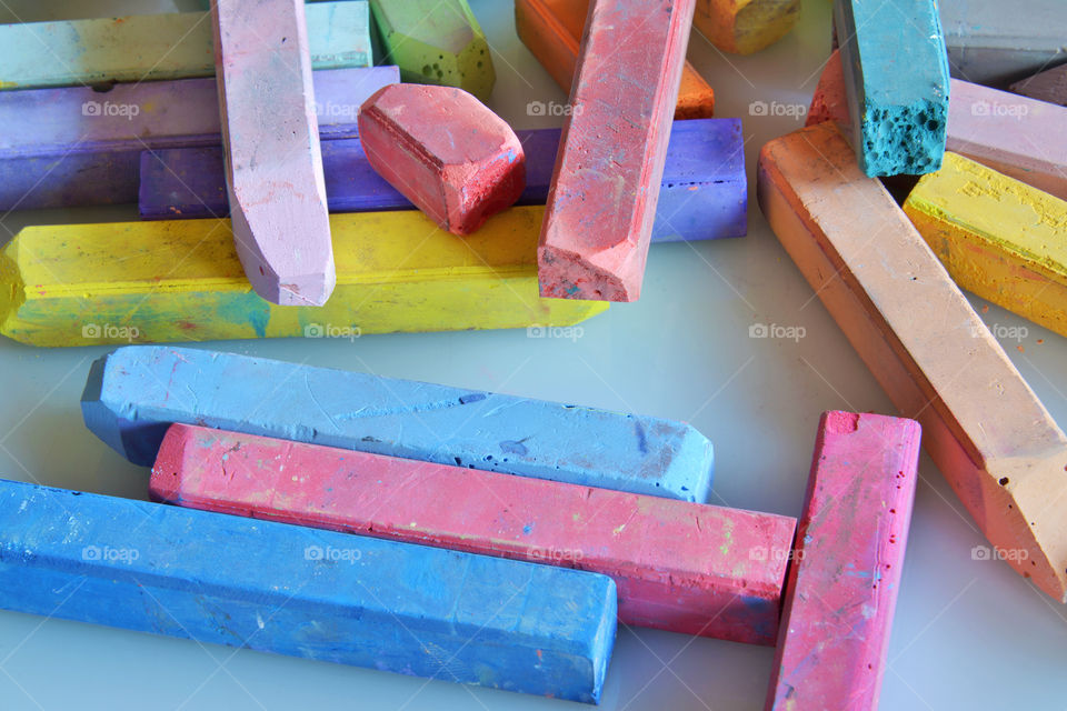 Bunch of colorful pieces of chalk