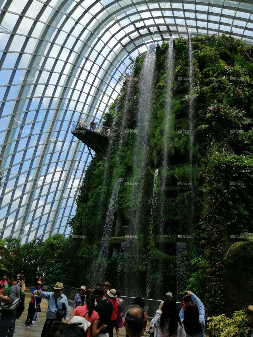 Garden by the bay water fall.