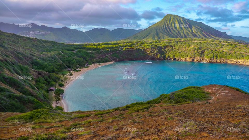 Tropical bay and mountain