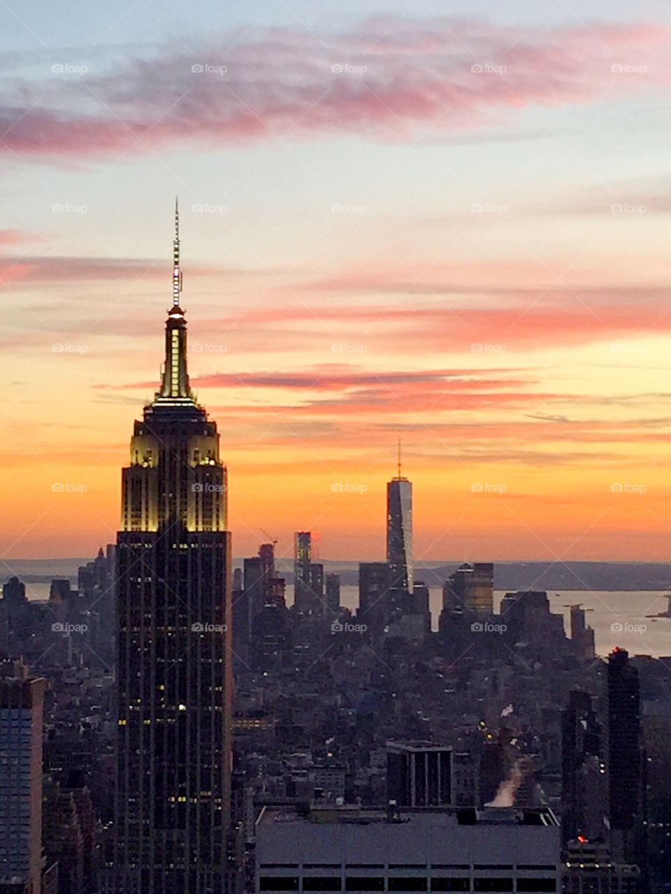 Empire state building during sunset