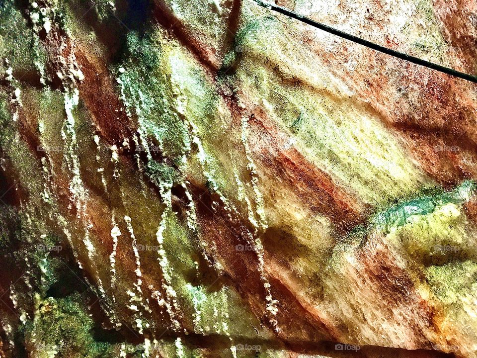 Colorful stripes of salt and minerals, Khewra Salt Mines, Punjab, Pakistan 