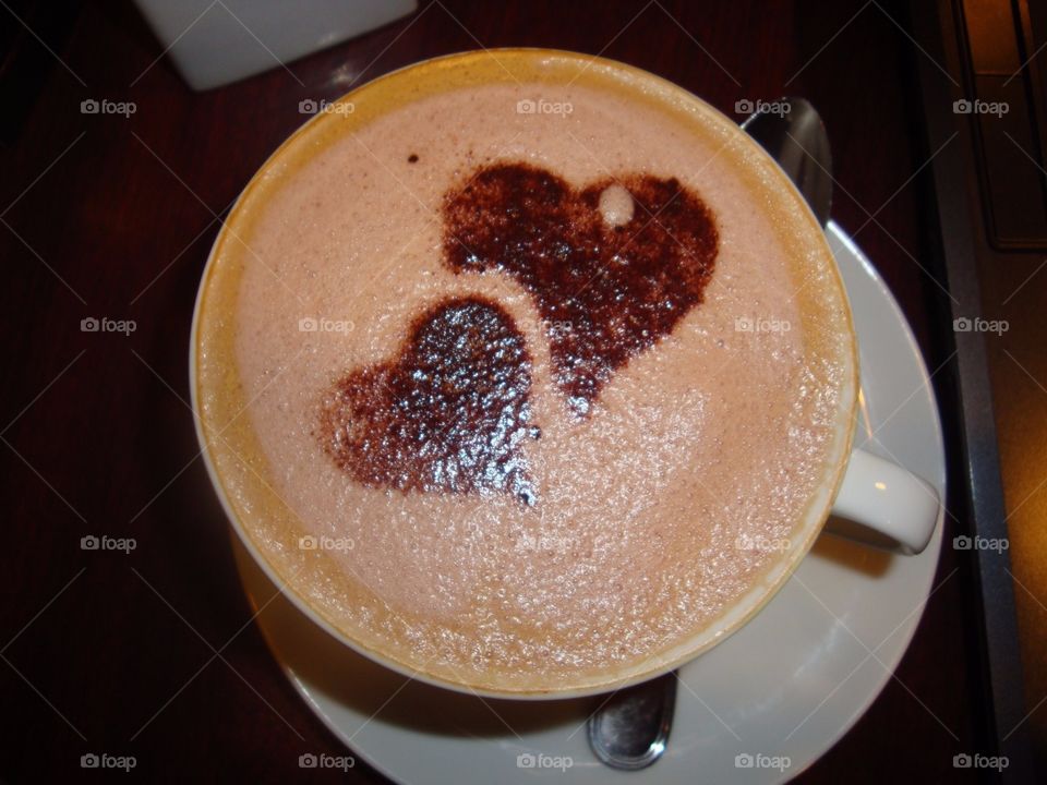 Cappuccino with two hearts.