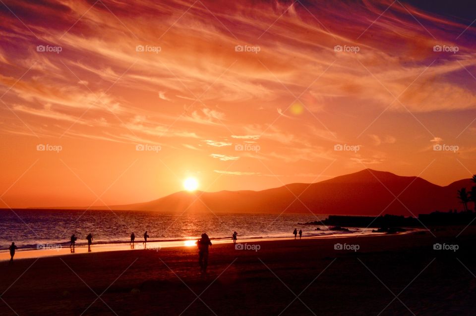 Landscape photo of sunset at the beach