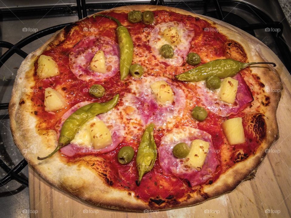 Pizza with pineapple 