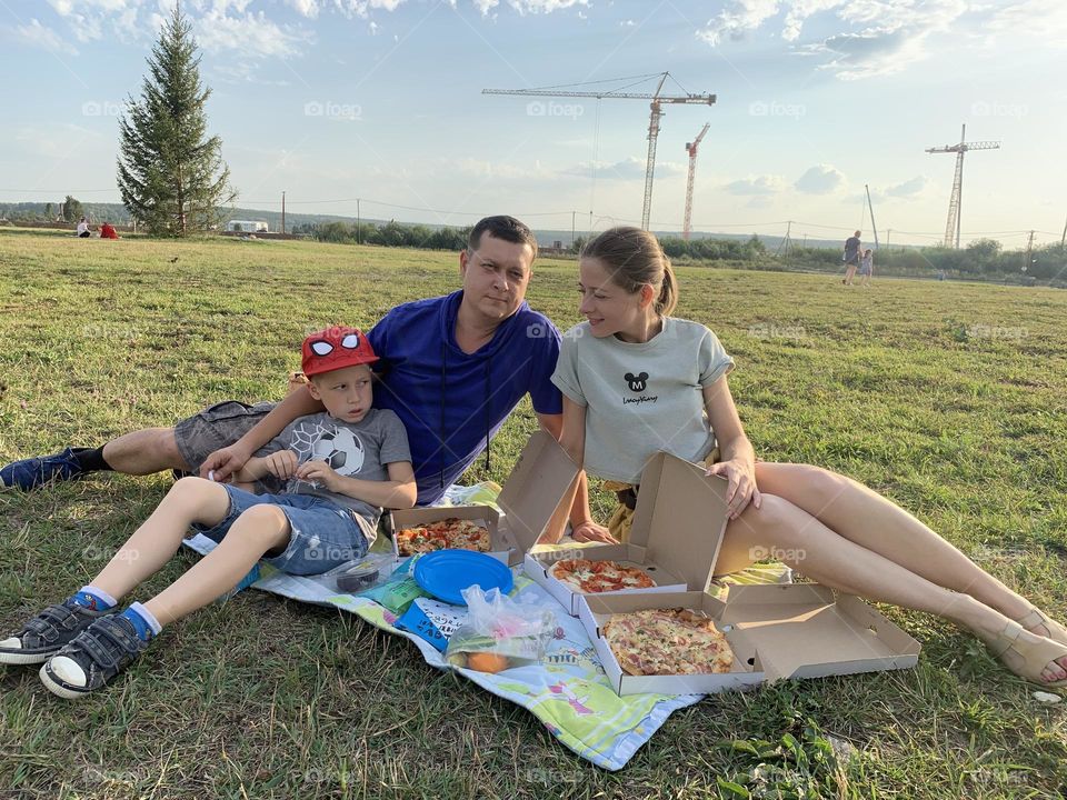 Family on the picnic in the park 