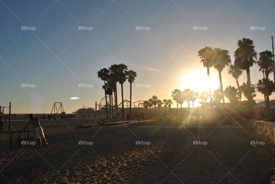 A beautiful sunset at Venice beach, California