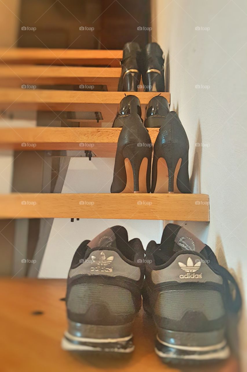 shoes in place in the stairs