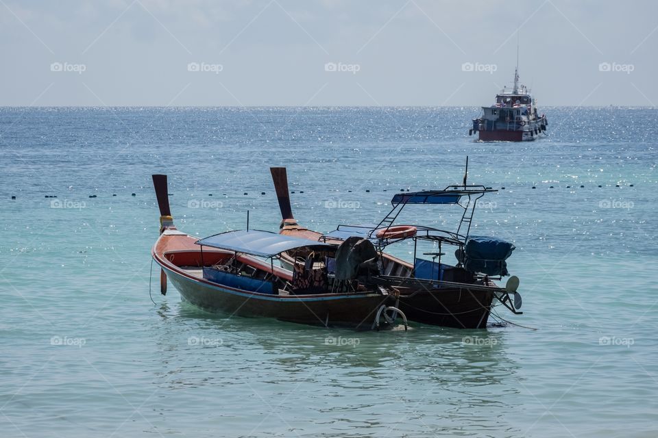 Beautiful boat in the blue sea