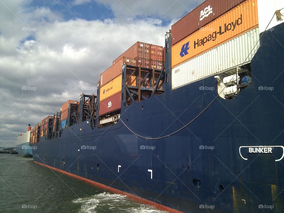 Cargo ship closeup