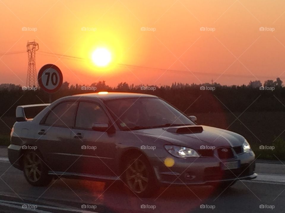 Car ride at Sunset. Car ride at Sunset