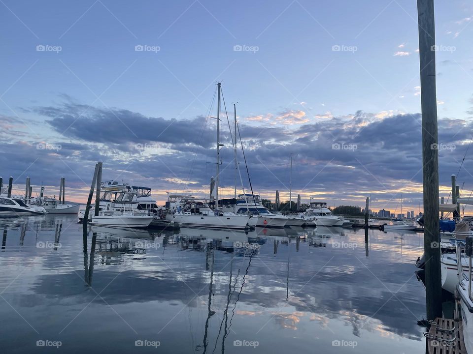 Sunset and boats