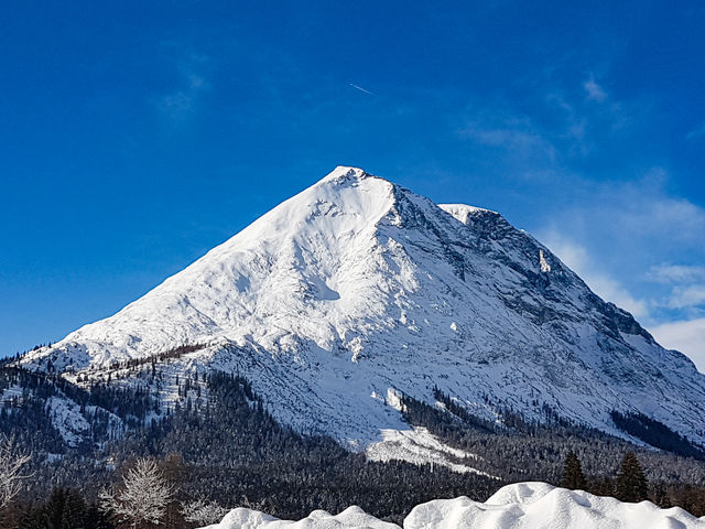mountain with snow and blue sky in Austria