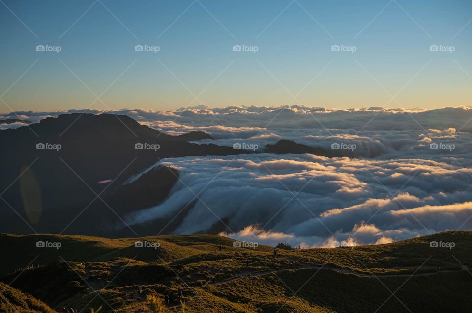 Beautiful mountain and sea of clouds scenery