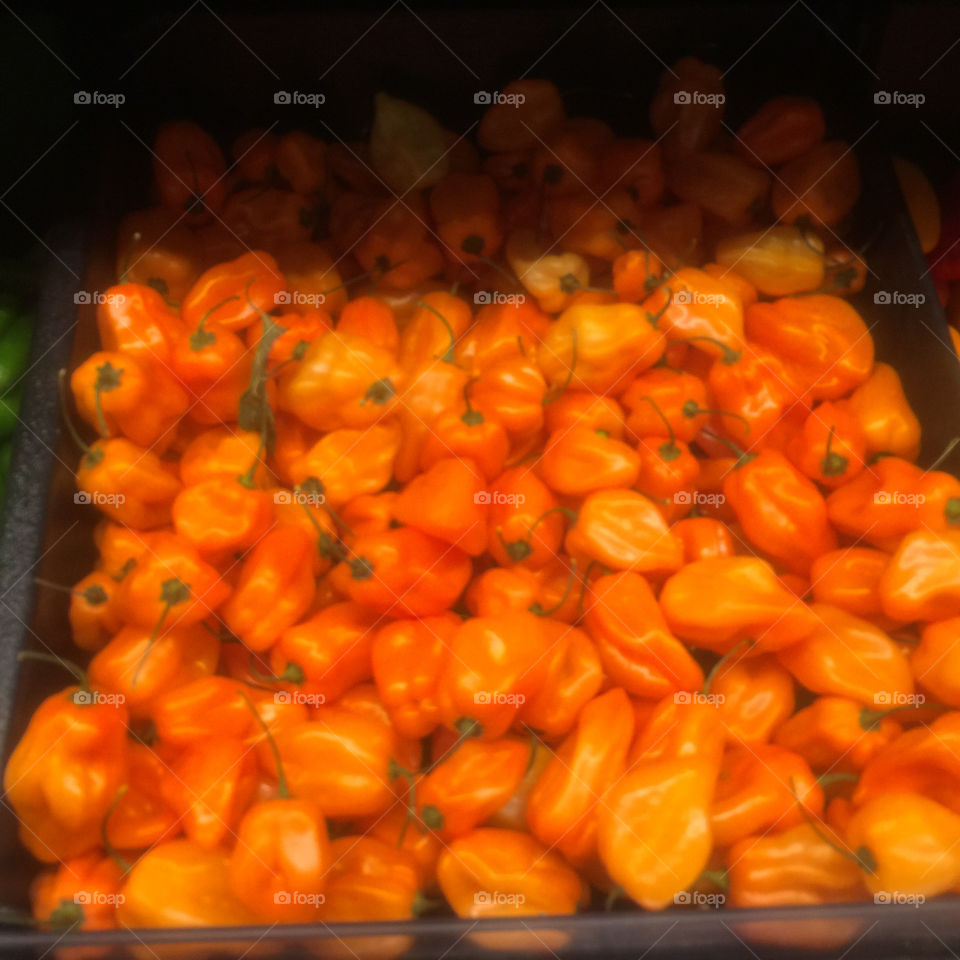 Yellow peppers at store