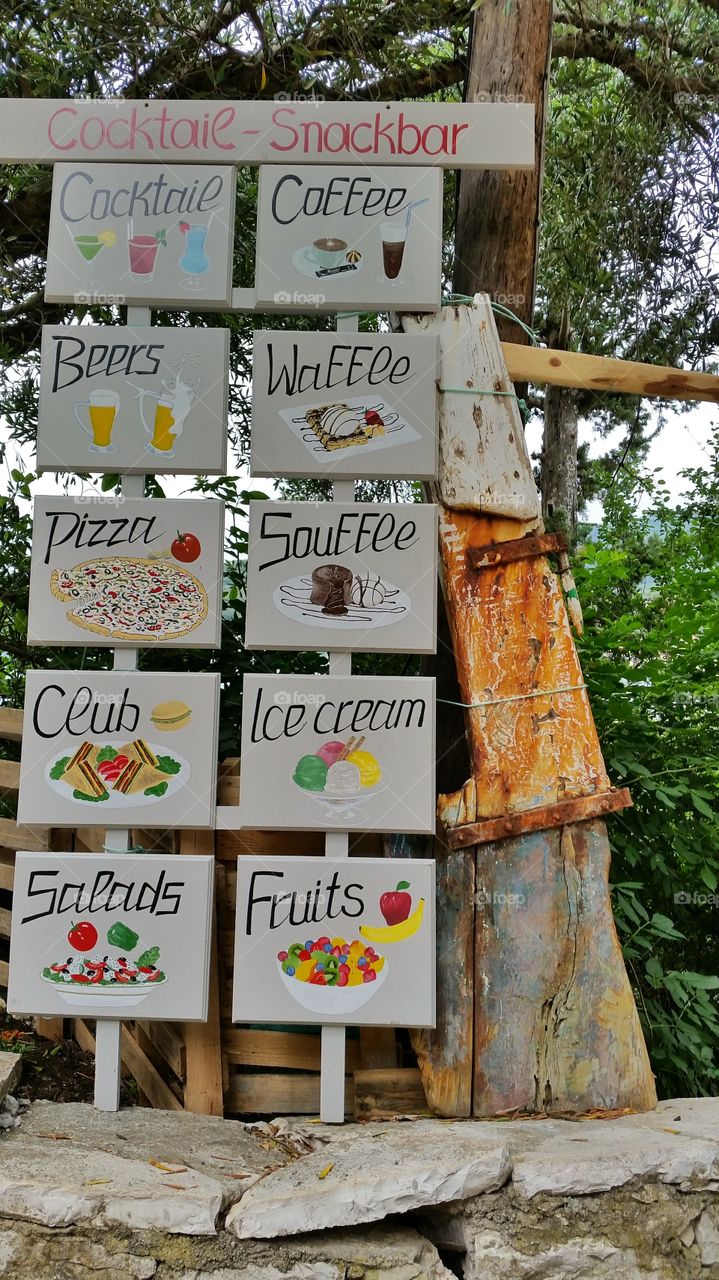 Signs in Parga, Greece