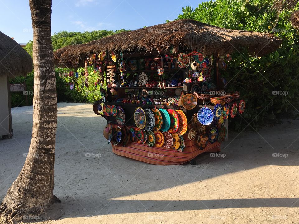 Shopping stall at the Grand Palladium White Sands resort in Mexico. 