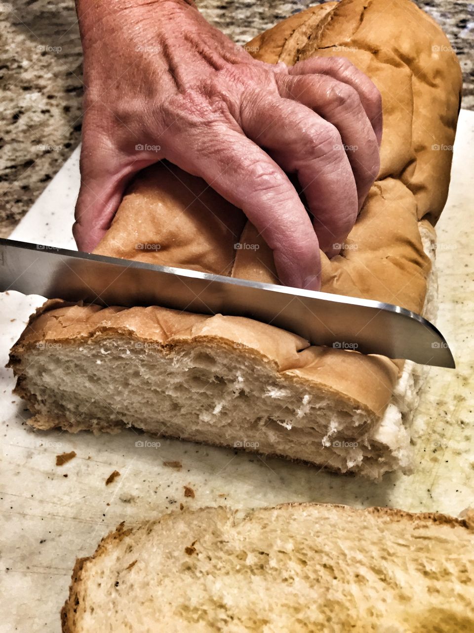 Cutting bread 