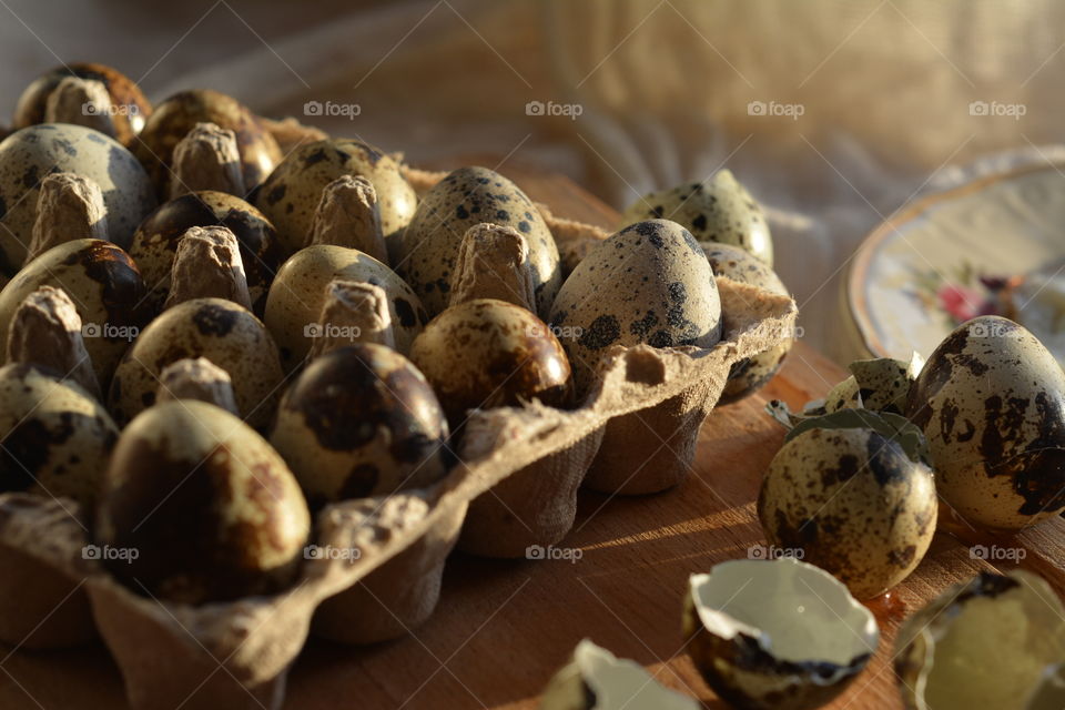 Close-up of quail eggs