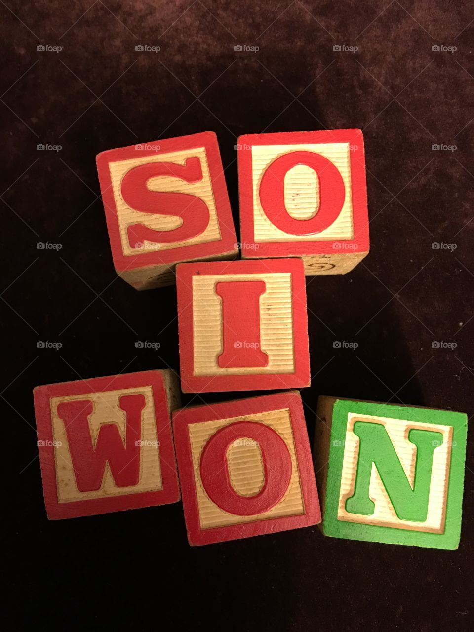 So I won spelled out in toy blocks